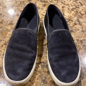 Vince navy blue suede slip on sneakers